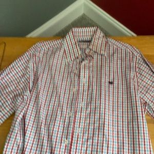 Southern Marsh red and blue plaid shirt